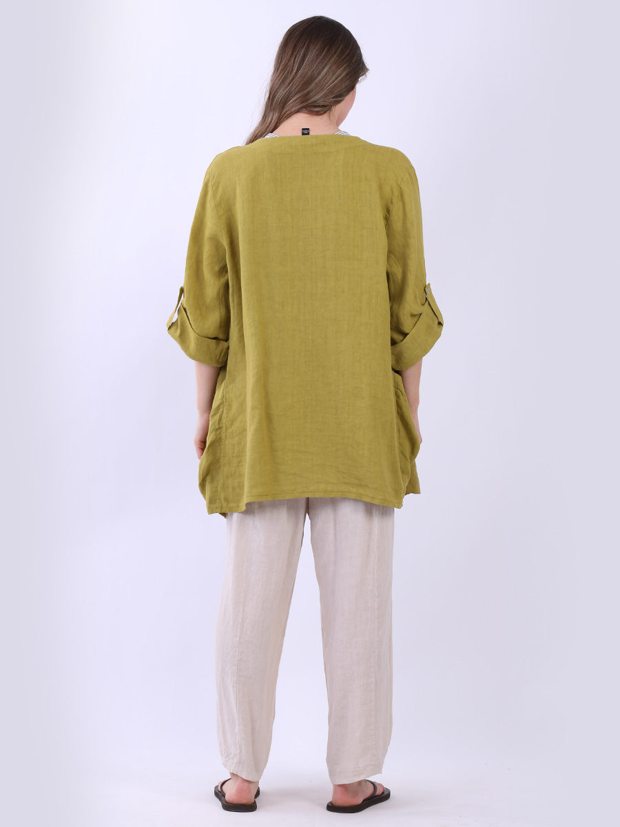 Tabbed Sleeves Linen Drape Cardigan