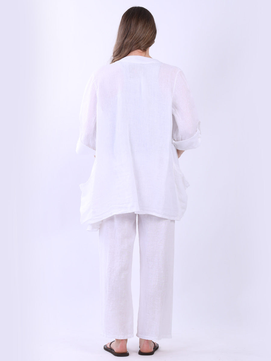 Tabbed Sleeves Linen Drape Cardigan