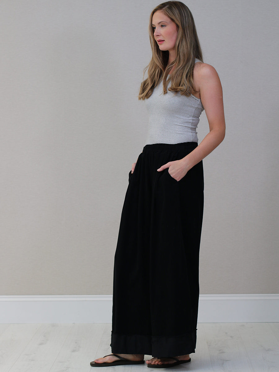 Plain Cotton Corduroy Wide Leg Trouser
