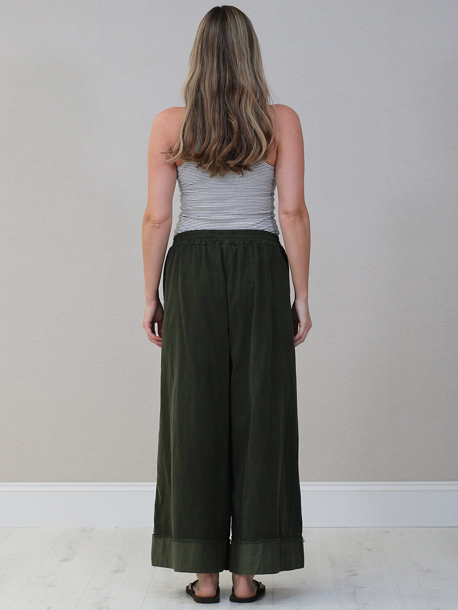 Plain Cotton Corduroy Wide Leg Trouser
