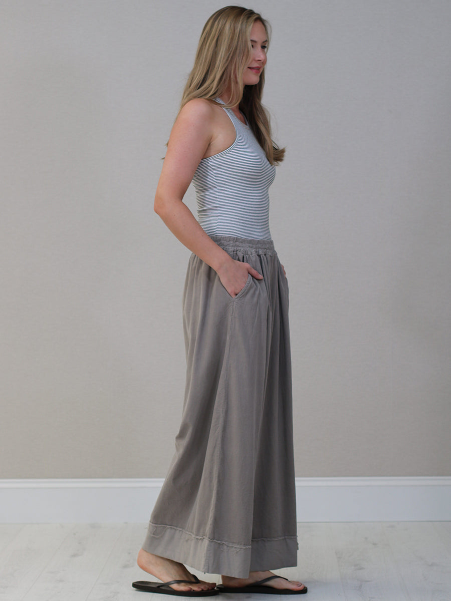 Plain Cotton Corduroy Wide Leg Trouser