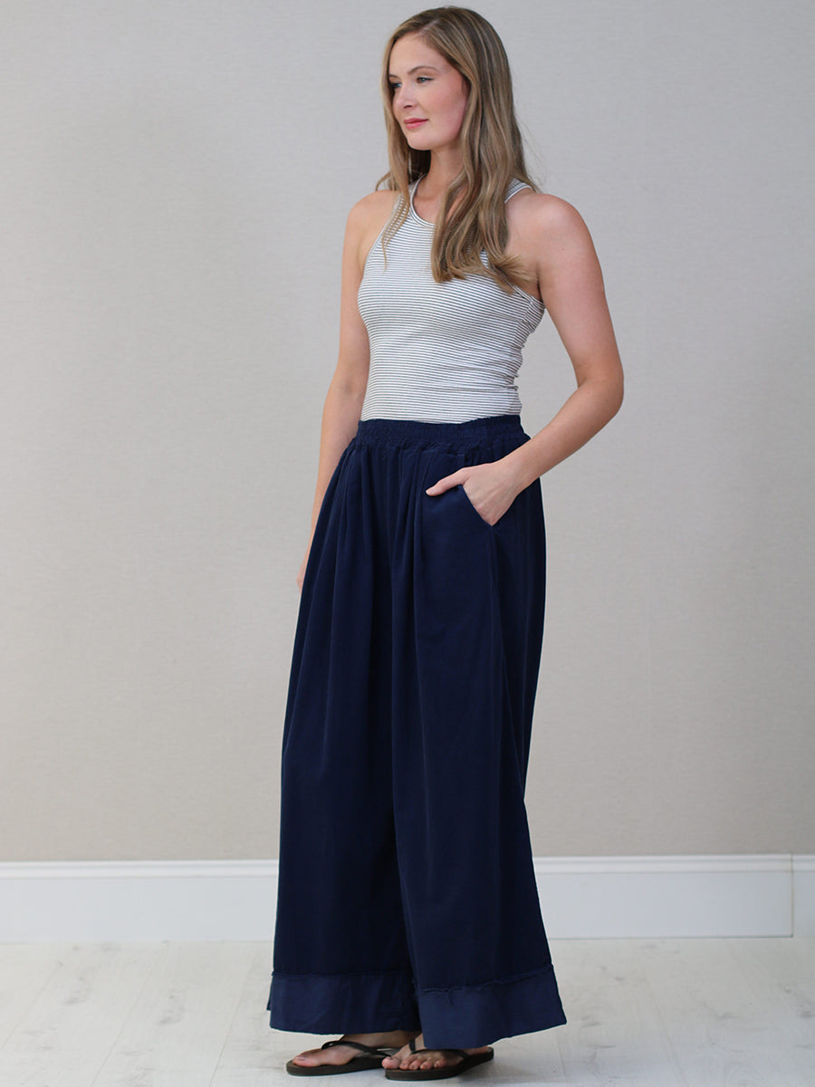 Plain Cotton Corduroy Wide Leg Trouser