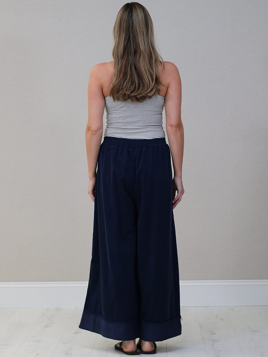Plain Cotton Corduroy Wide Leg Trouser