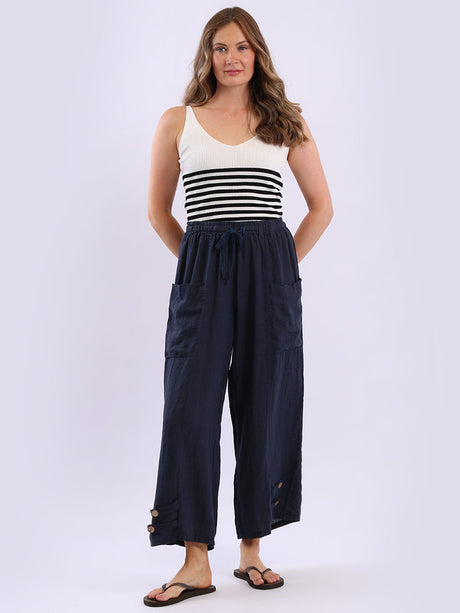 Solid Linen Trouser Navy