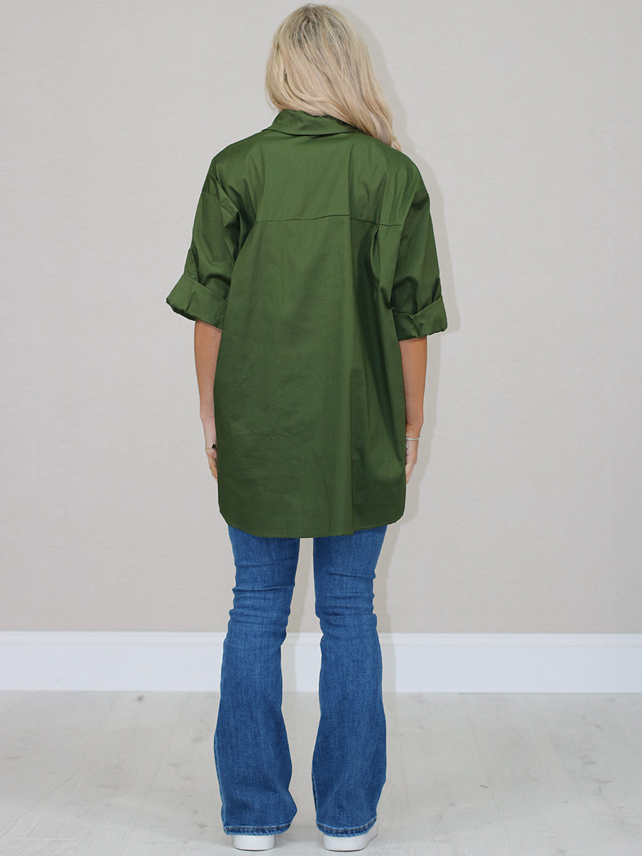 Solid Cotton Hi-Lo Women Shirt