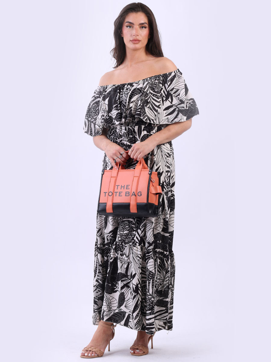 Women Color Block Bag Orange