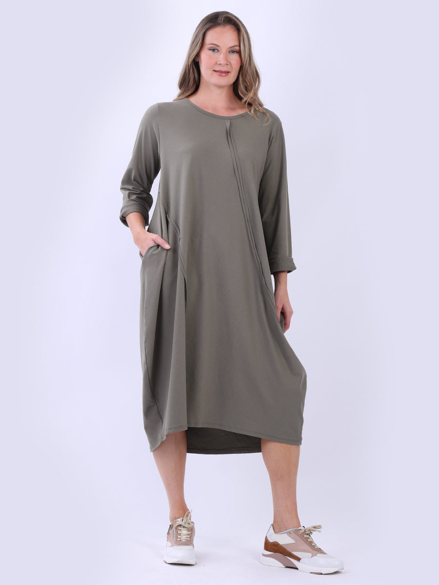 Oversized Cotton Slouchy Dress Khaki