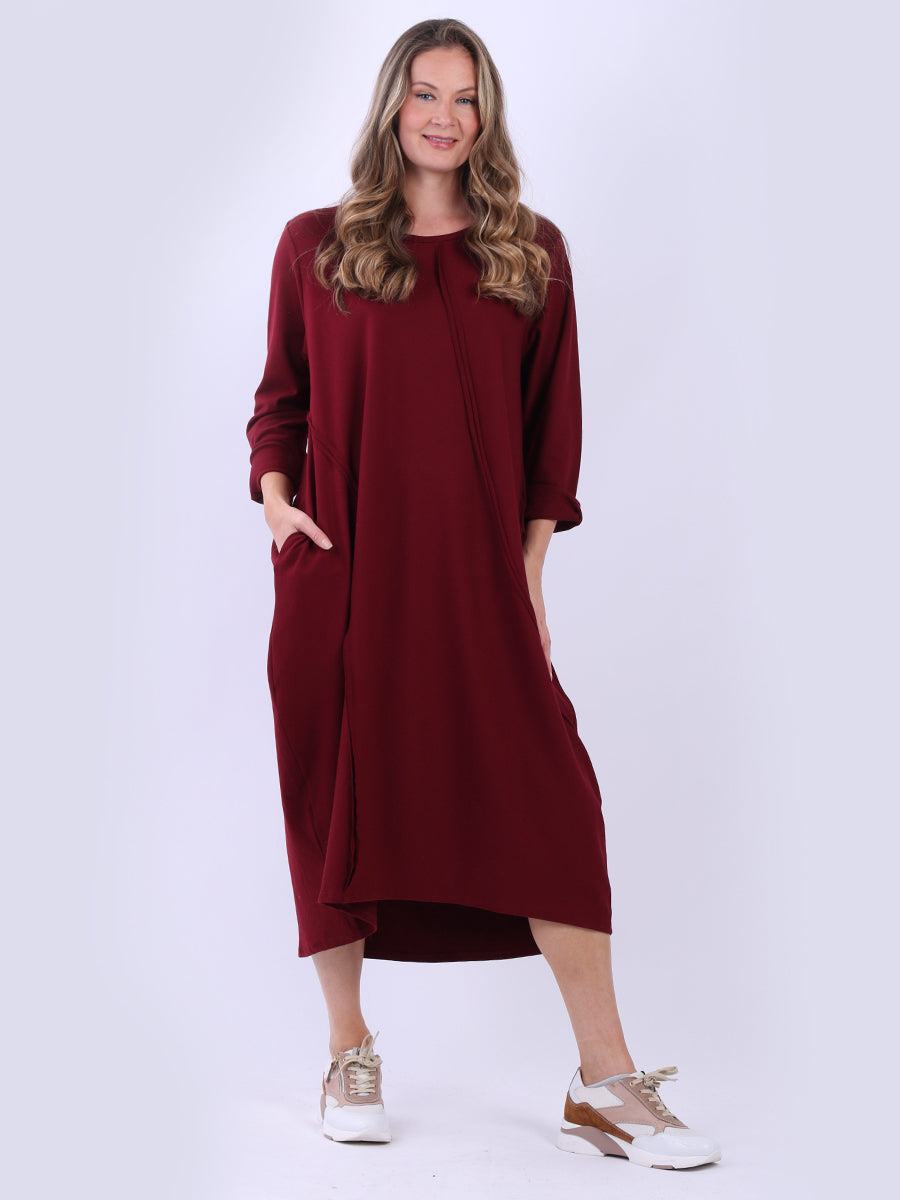 Oversized Cotton Slouchy Dress Wine