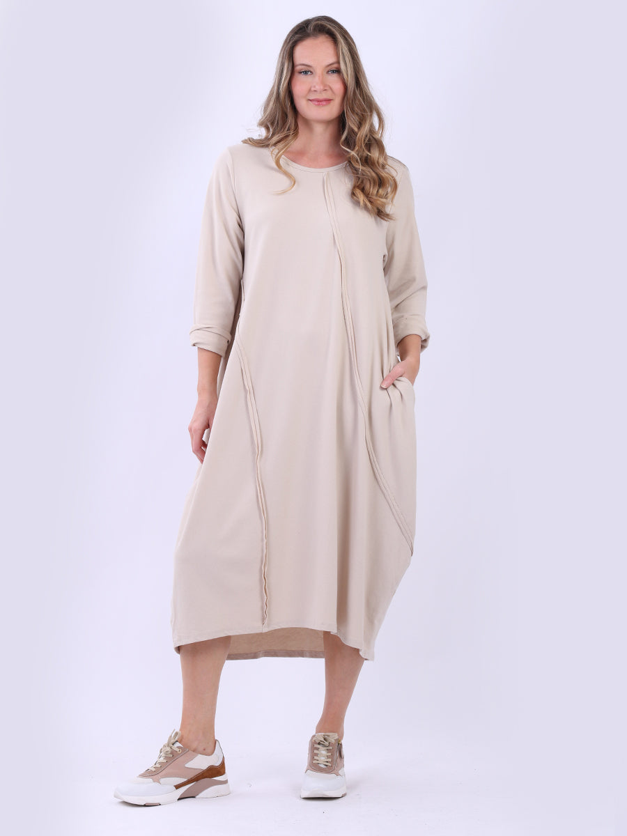 Oversized Cotton Slouchy Dress Beige