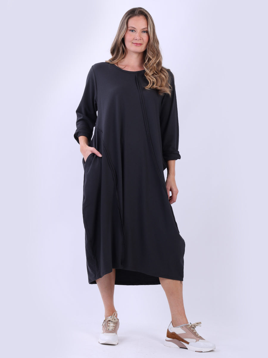 Oversized Cotton Slouchy Dress Charcoal