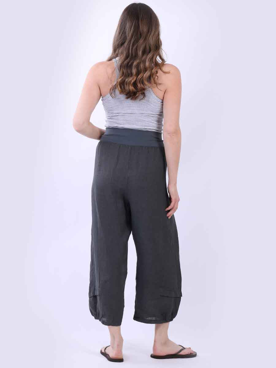 Plain Linen Plus Size Slouchy Culottes
