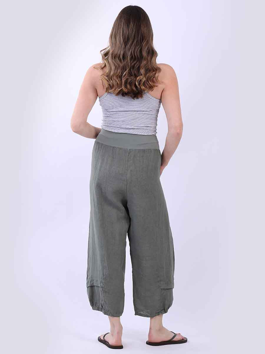 Plain Linen Plus Size Slouchy Culottes