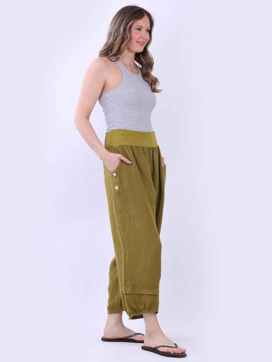 Plain Linen Plus Size Slouchy Culottes
