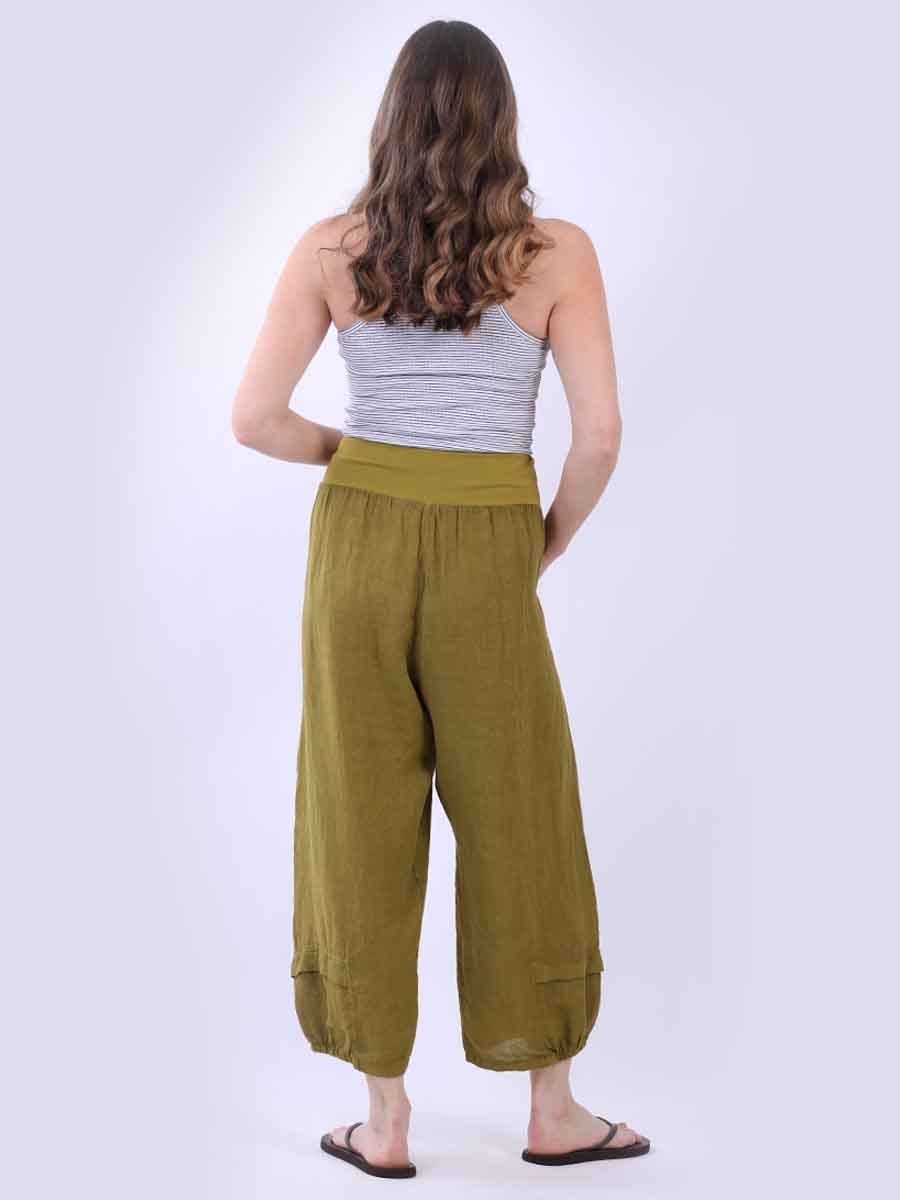 Plain Linen Plus Size Slouchy Culottes