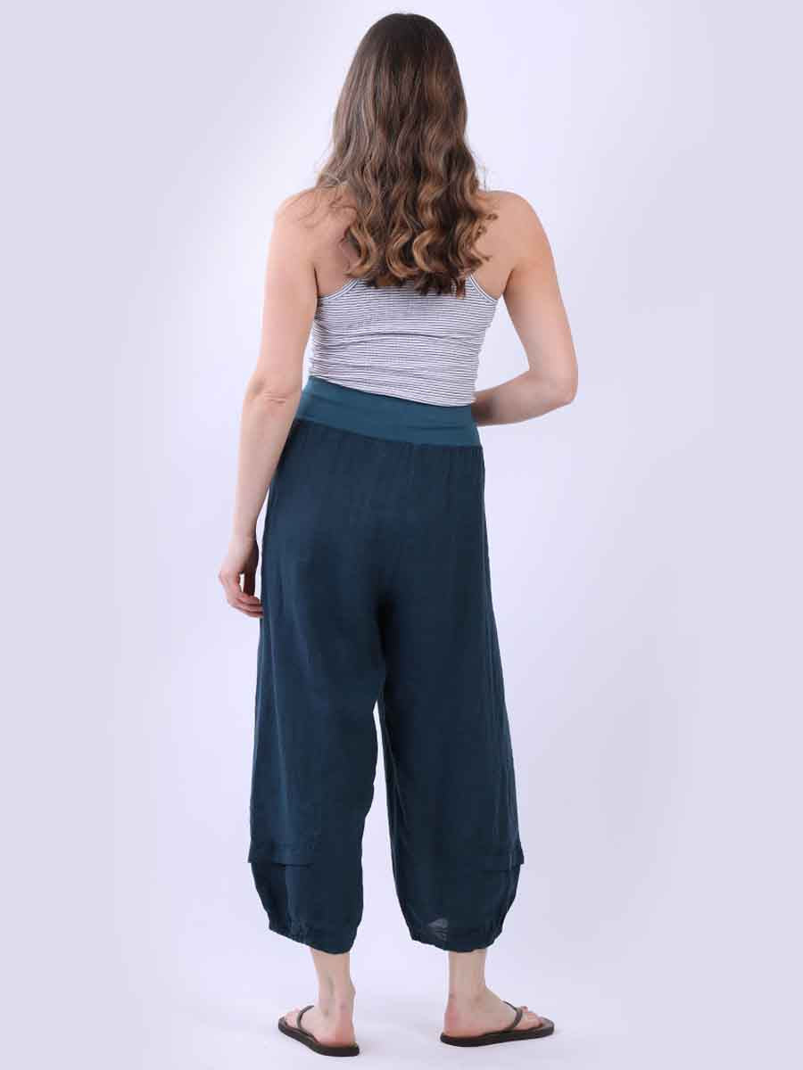 Plain Linen Plus Size Slouchy Culottes