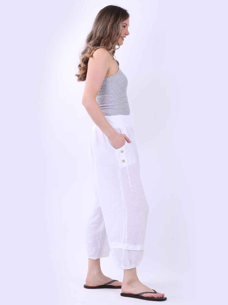 Plain Linen Plus Size Slouchy Culottes