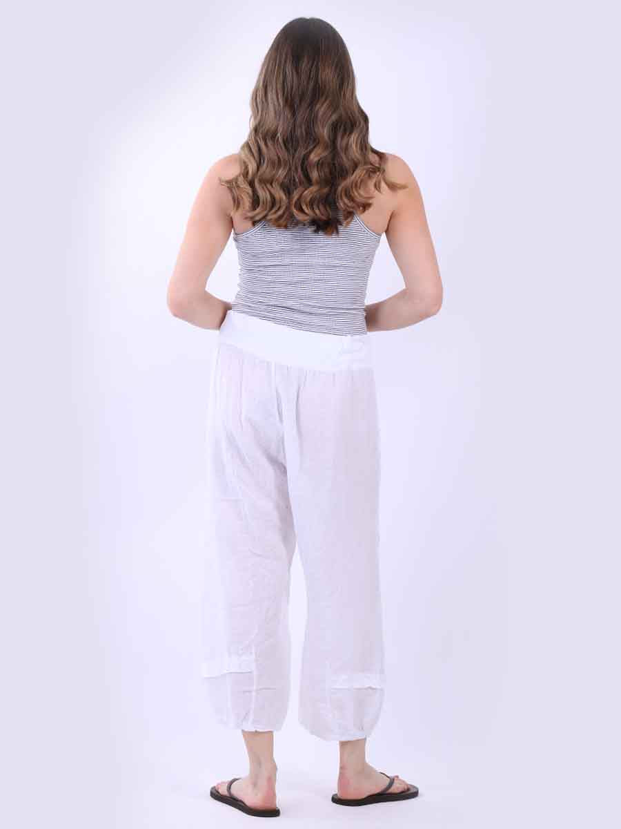 Plain Linen Plus Size Slouchy Culottes