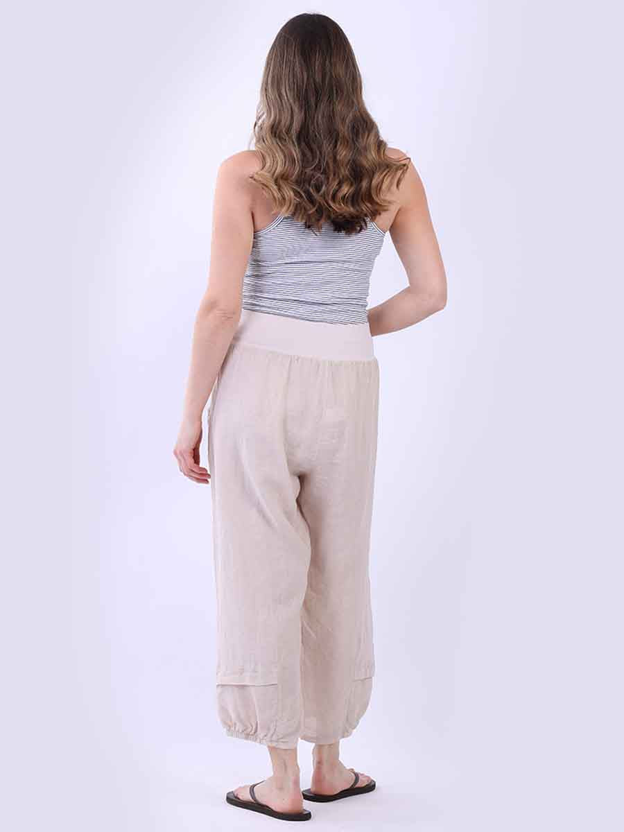 Plain Linen Plus Size Slouchy Culottes