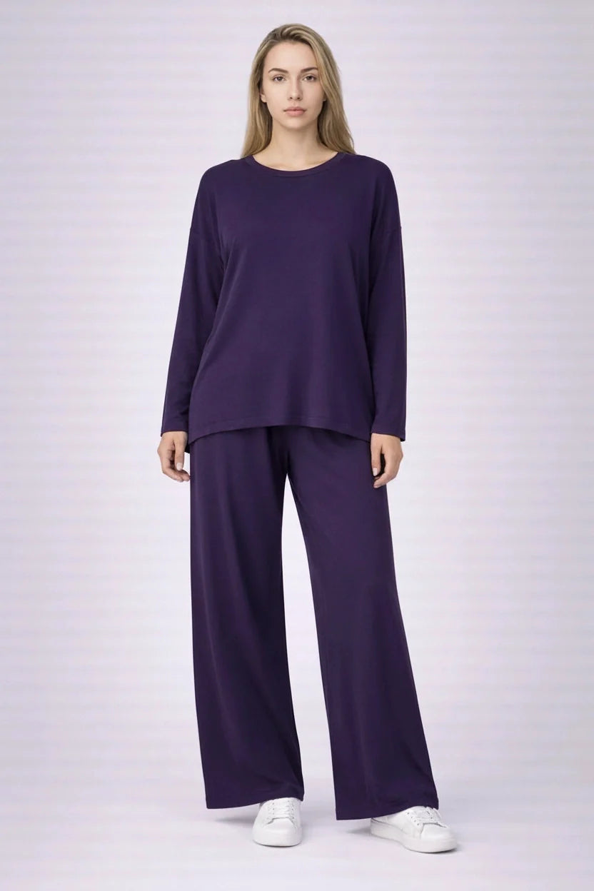 Women Solid Lounge Wear CoOrd Set