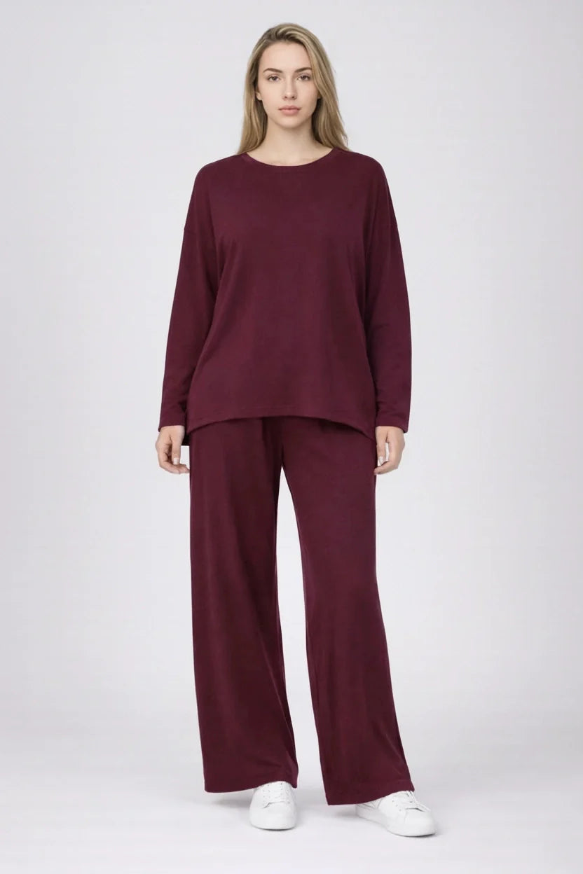 Women Solid Lounge Wear CoOrd Set