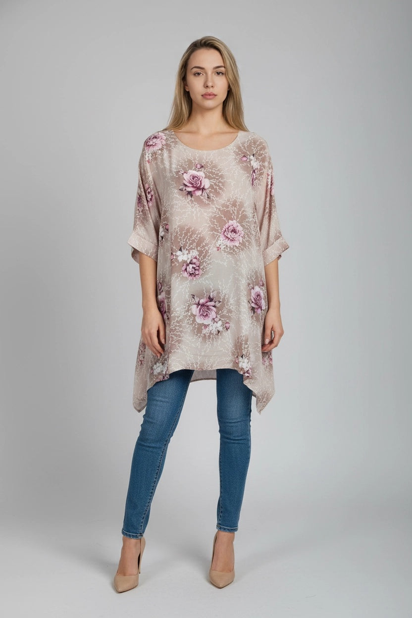 Women Linen Tunic Top Beige