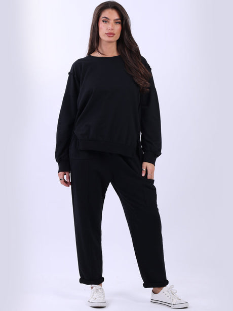Cotton Sweat Crop Top Black