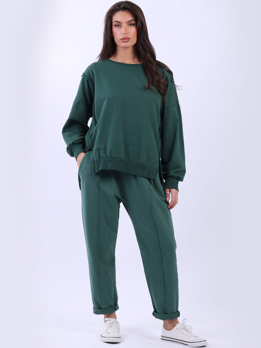 Cotton Sweat Crop Top Bottle Green