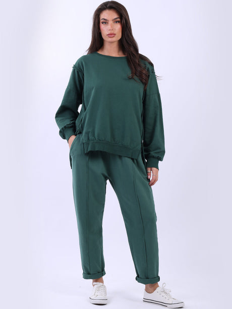 Cotton Sweat Crop Top Bottle Green