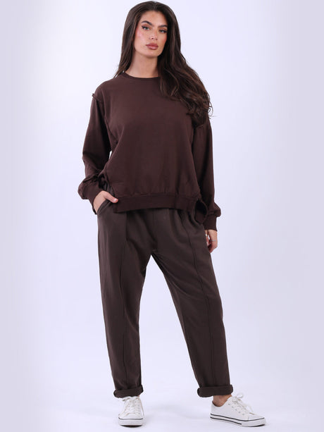 Cotton Sweat Crop Top Chocolate