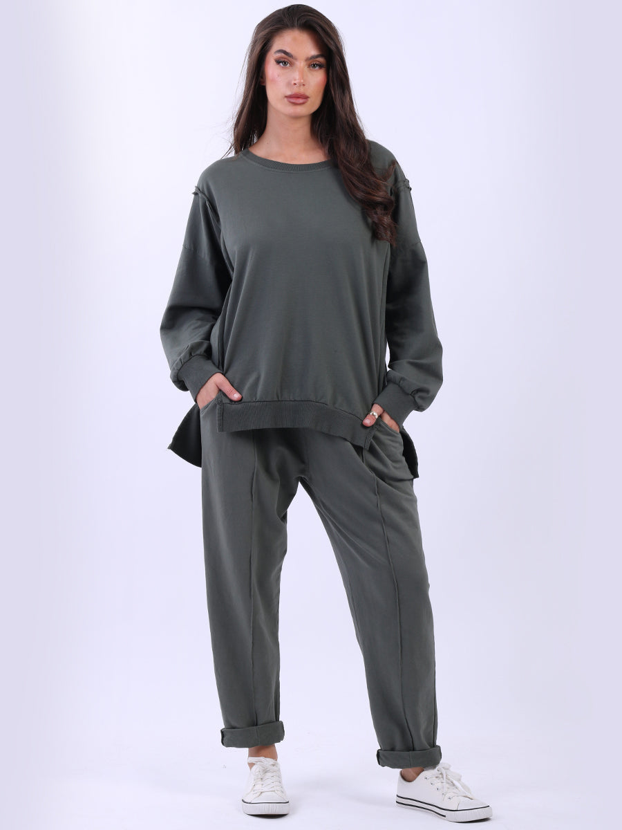 Cotton Sweat Crop Top Khaki