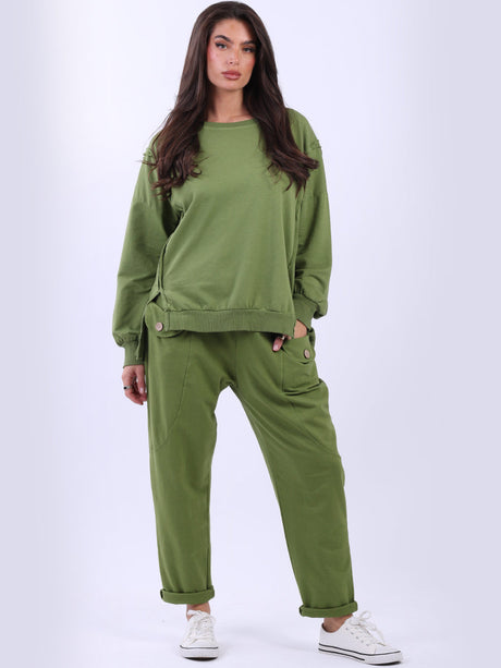 Cotton Sweat Crop Top Lime Green