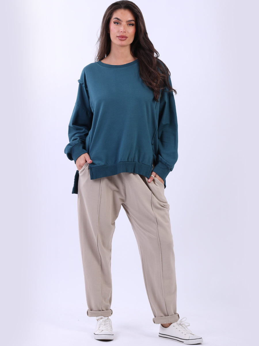 Cotton Sweat Crop Top Teal