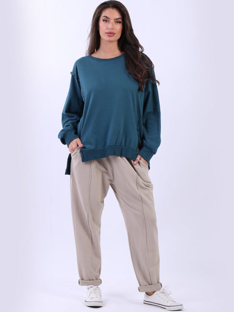 Cotton Sweat Crop Top Teal