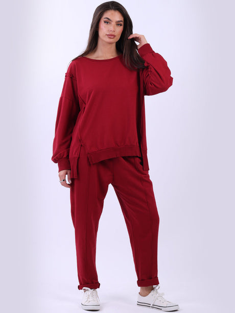 Cotton Sweat Crop Top Wine