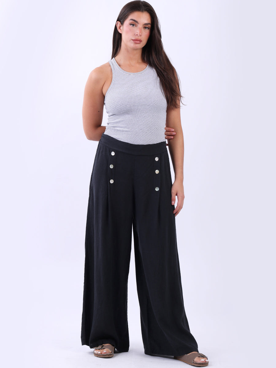 Plain Linen Trouser Black
