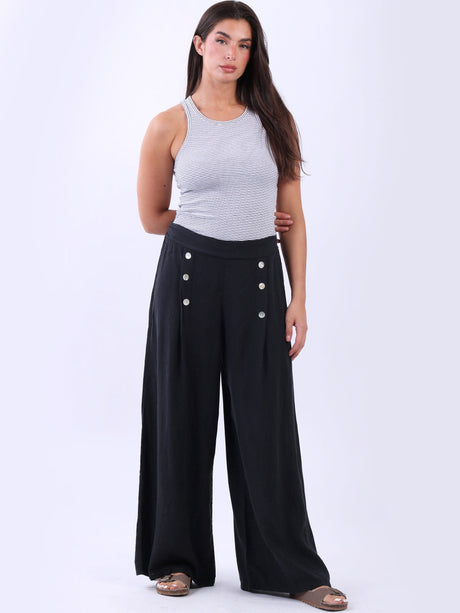 Plain Linen Trouser Black