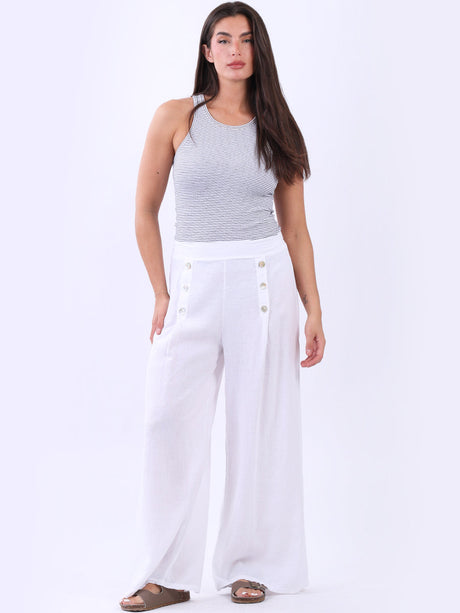 Plain Linen Trouser White