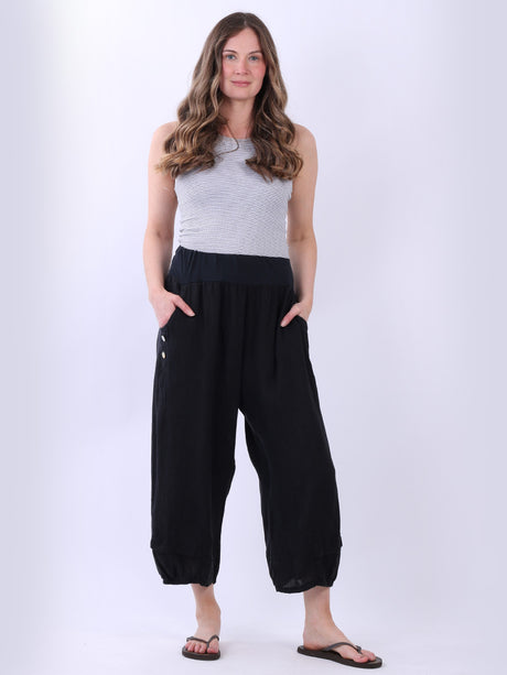 Plain Linen Plus Size Slouchy Culottes