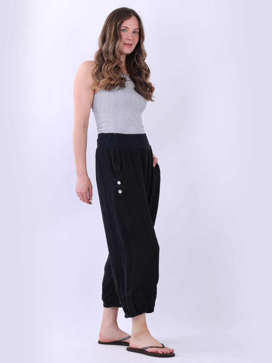 Plain Linen Plus Size Slouchy Culottes