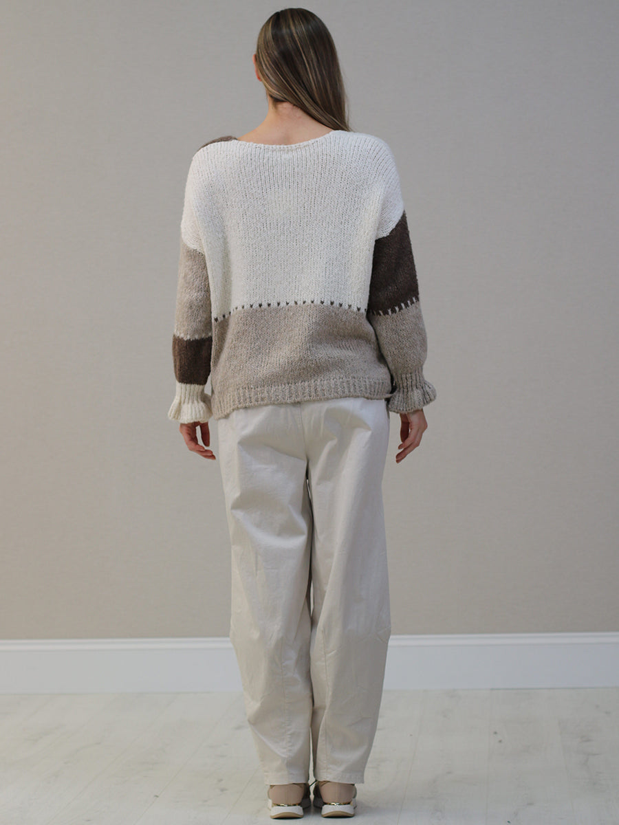 V-Neck Multi Color Knit Woolen Cardigan