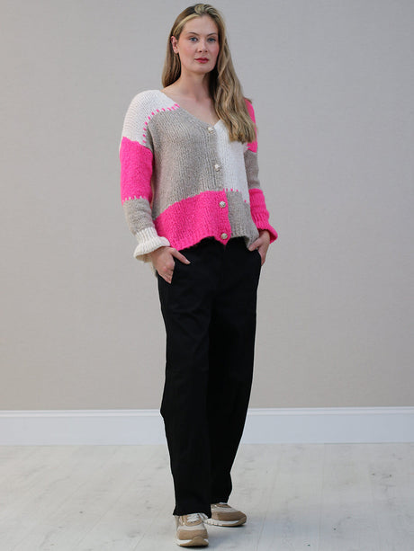 Wool Knitted Cardigan Fuchsia