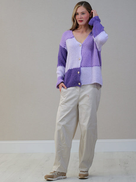 Wool Knitted Cardigan Lilac