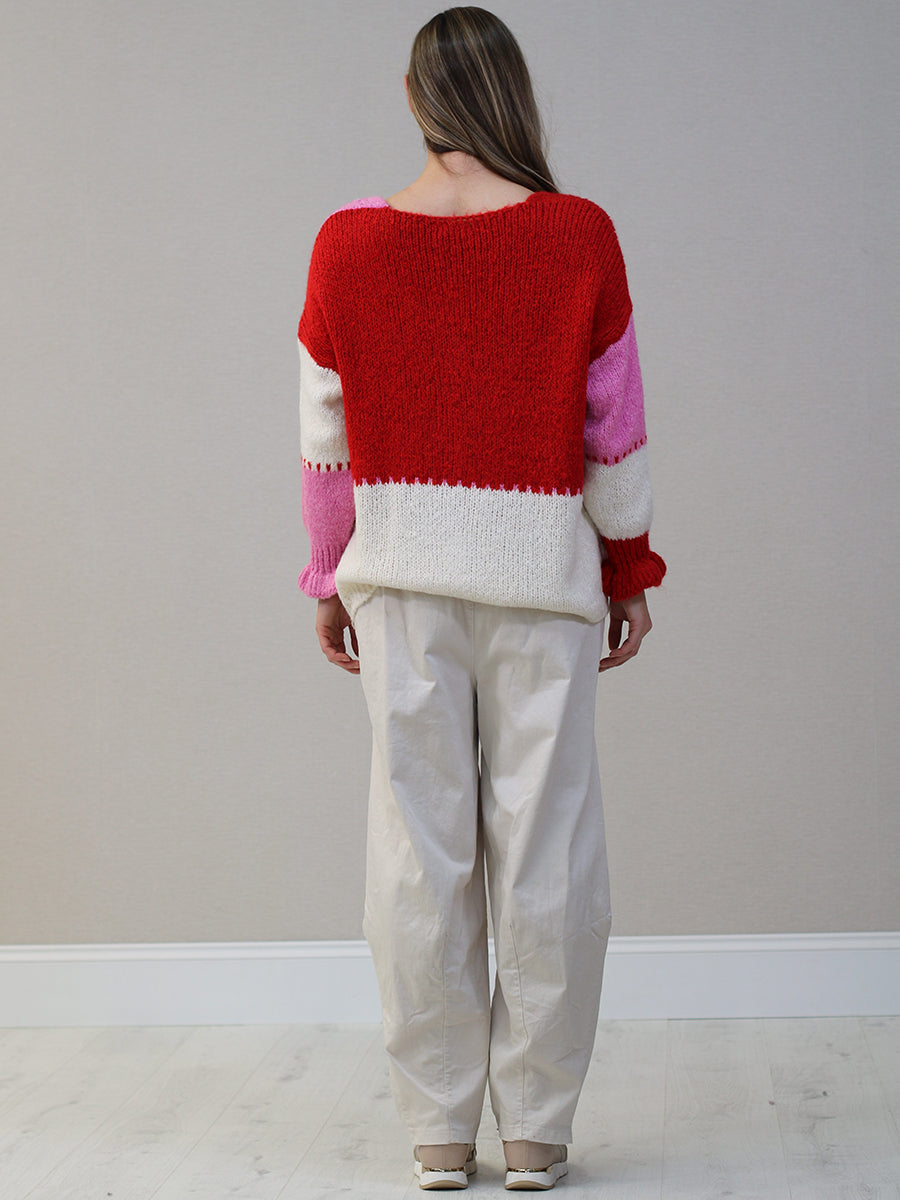 V-Neck Multi Color Knit Woolen Cardigan