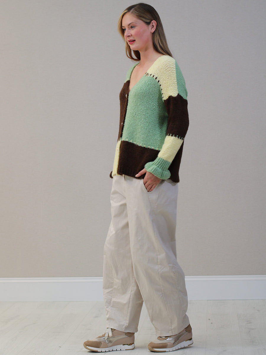 V-Neck Multi Color Knit Woolen Cardigan