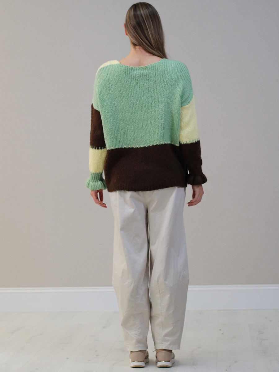 V-Neck Multi Color Knit Woolen Cardigan