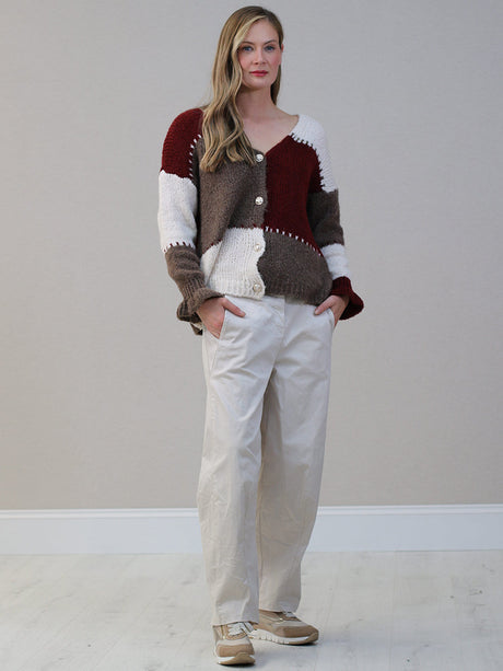 Wool Knitted Cardigan Wine
