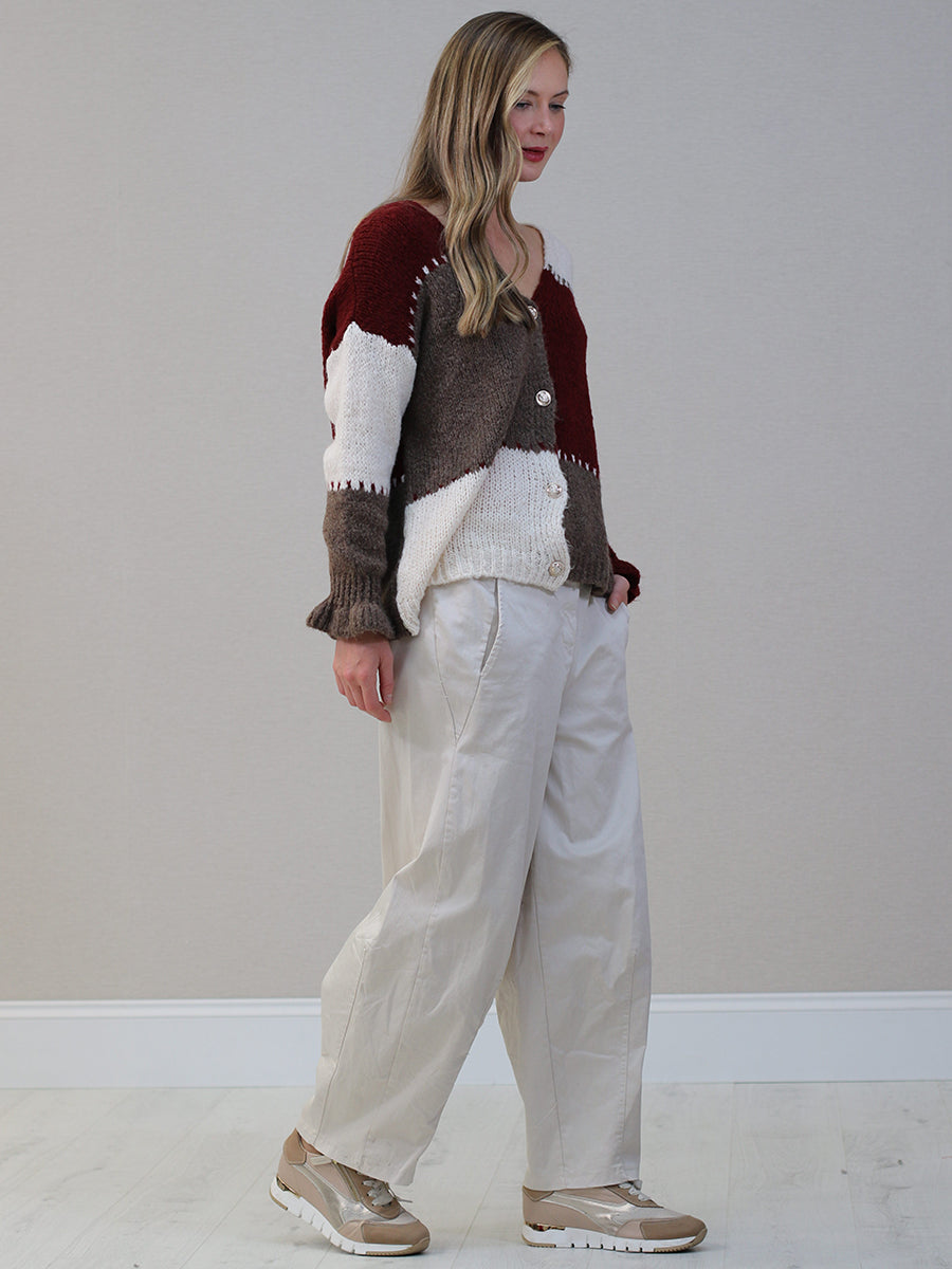 V-Neck Multi Color Knit Woolen Cardigan