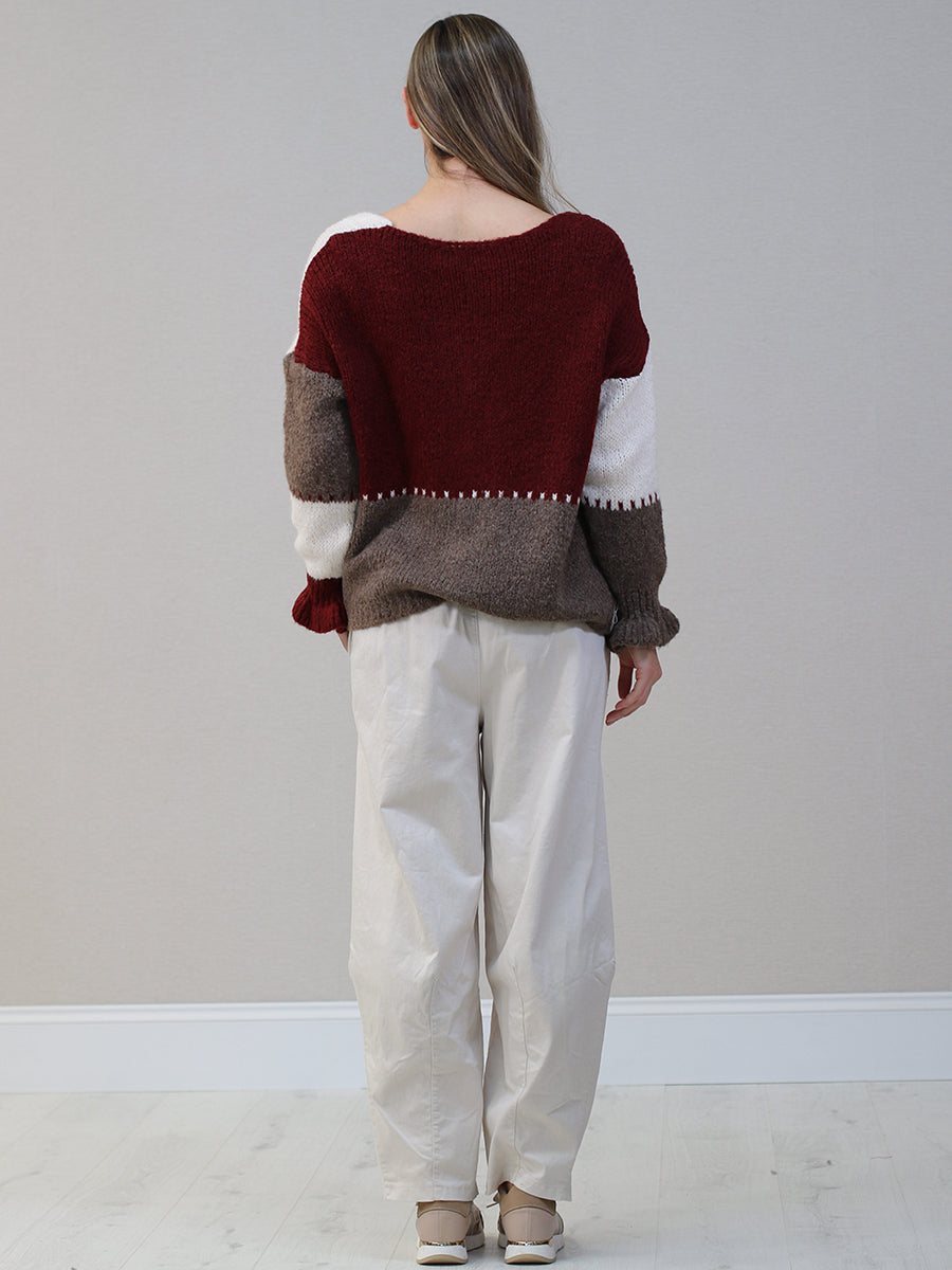 V-Neck Multi Color Knit Woolen Cardigan