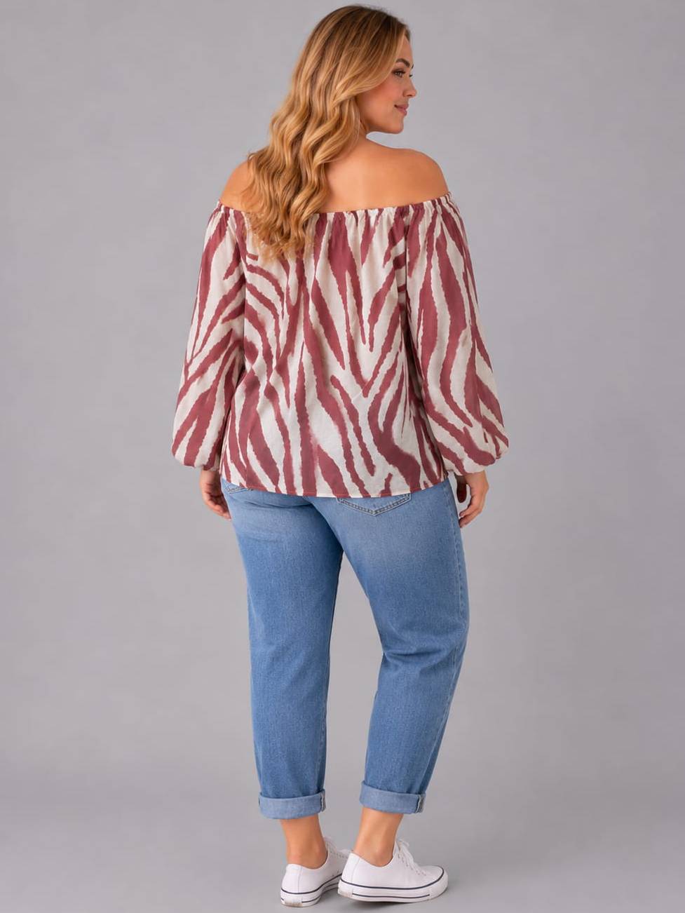 Bardot Neck Zebra Print Crop Top