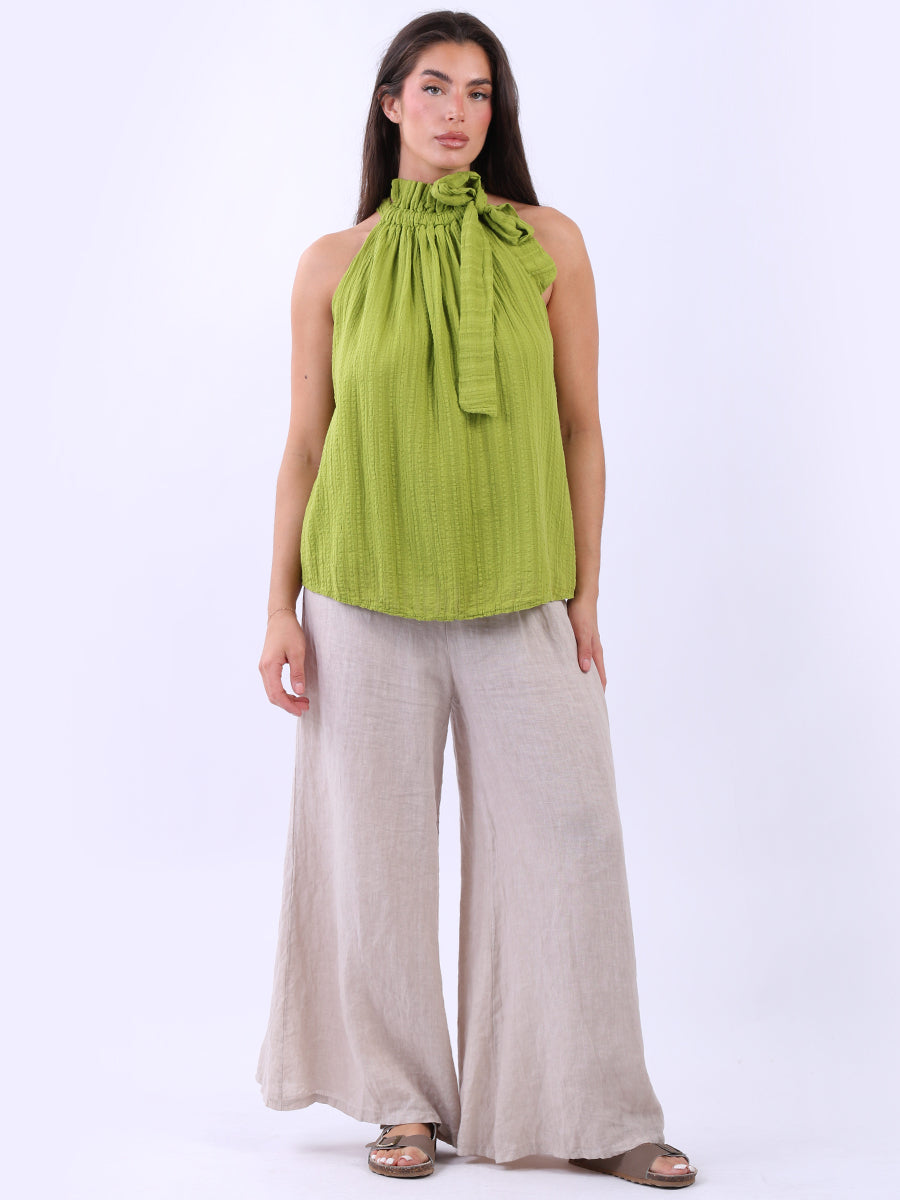 Ruffle Tied Top Lime Green